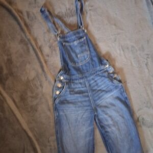 Celebrity Pink XS Blue Jean Overalls Pants Faded Y2k Heart Button Flare Stretch